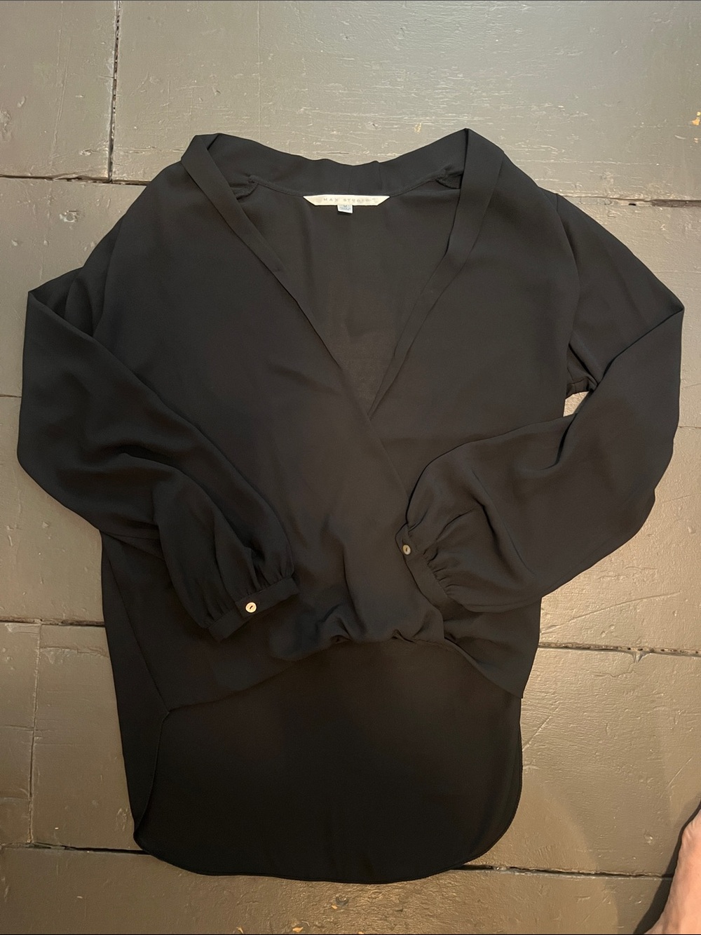 Max Studio Black Wrap-Front Blouse